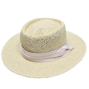 Sunday Afternoons Straw Hat Women's‎ Cream Paper Ribbon Accent Summer Beach UPF